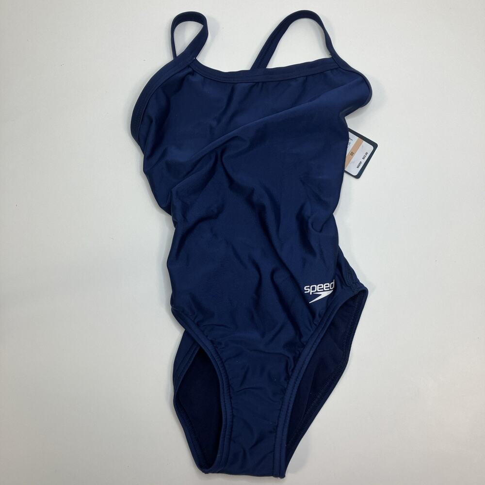 Speedo Navy Blue Swimsuit One Piece Prolt Super Pro Solid Adult 22 XS